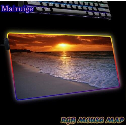 Sea Scenery RGB Mouse Pad Gamer Computer Desk Mat LED Lights Keyboard Pad XXL 90x40 Large Mousepad Pc Laptop Gaming Accessories