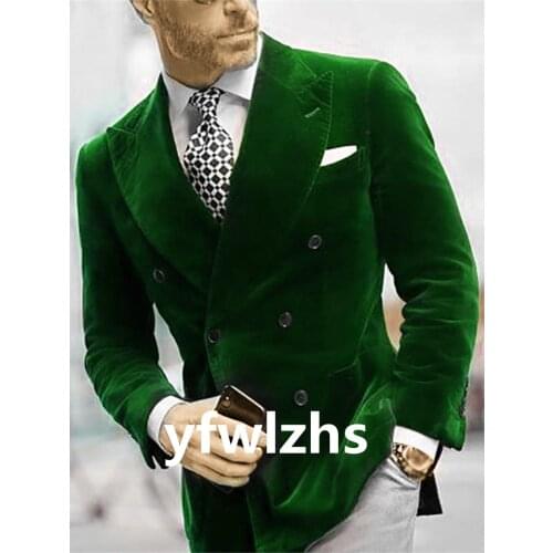 Handsome Velveteen Groomsmen Peak Lapel Groom Tuxedos Mens Wedding Dress Man Blazer Prom Dinner (Jacket+Pants+Tie) A217