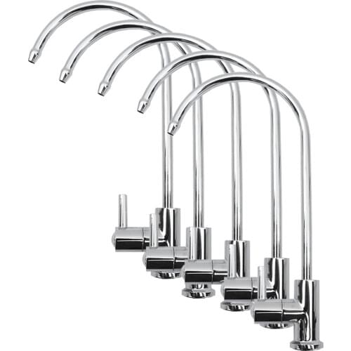 Kitchen Water Filter Faucet Chrome Plated 1/4 Inch Connect Hose Reverse Osmosis Filters Parts Purifier Direct Drinking Tap 5 PCS
