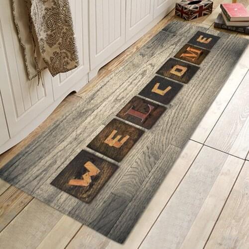 3D Printed Kitchen Mat Long Entrance Doormat Home Hallway Floor Decoration Living Room Carpet Wood Grain Bathroom Anti-Slip Rugs