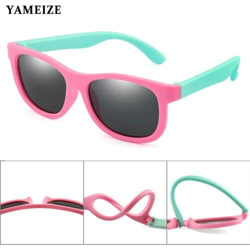 Square Kids Polarized Sunglasses Children Baby Ultra-soft Silicone Safety Sunglasses Girls Boys TR90 UV Protection Candy Oculos