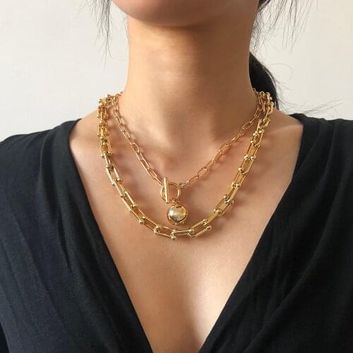 Lalynnly Vintage Ball Pendants Necklace Fashion Gold Color Choker Chains For Women Girls Trendy Jewelry Accessories Gifts N8137