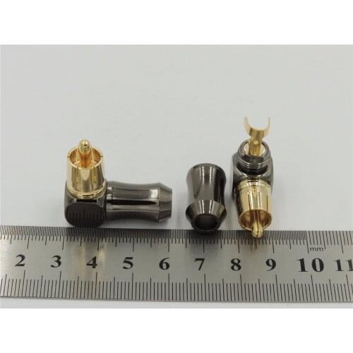 Brass RCA Right Angle 6.35mm Male plug Audio Video Connector Soldering Adapter Mini Plug jack
