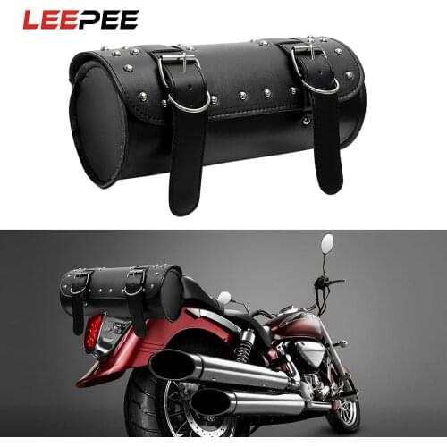 LEEPEE PU Leather Tank Bag Motorcycle Luggage Motorcycle Bag Moto Backpack Saddle Bag