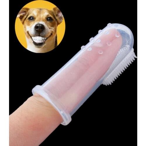 Hot Sale Super Soft Pet Finger Toothbrush Teddy Dog Brush Addition Bad Breath Tartar Teeth Care Dog Cat Cleaning Supplies PD070