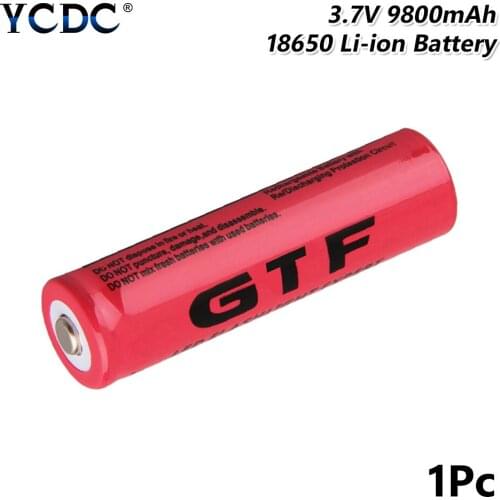 1 Piece 3.7V Rechargeable Li-ion Cell Gtf 18650 9800mAh Battery With 18650 Case Box Gift For Torch LED Light Flashlight Camera