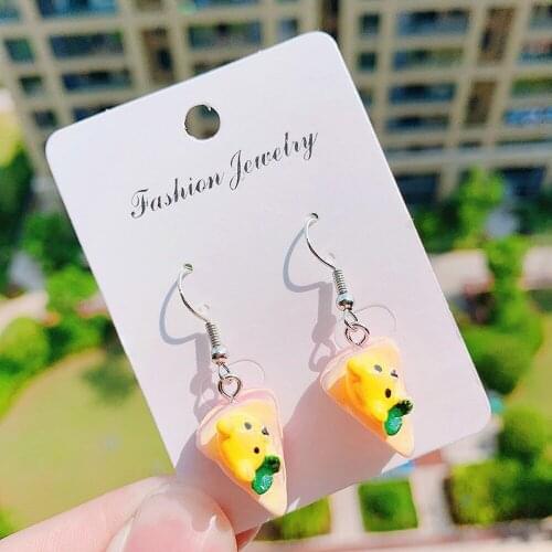 Cartoon Fashion Soft Clay Summer Ladies Earrings Cake Strawberry Ice Cream Pendant Earrings Cute Girl Statement Gift Jewelry