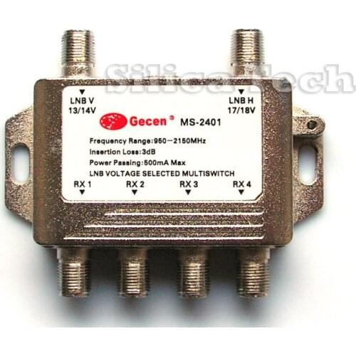 Gecen 2x4 13V/18V in, 4 out Satellite LNB V/H multi-switch MS-2401