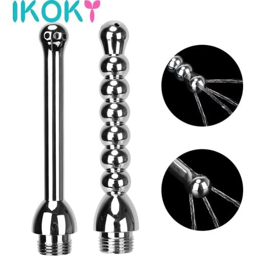 IKOKY Anus Clean Plug Kit Anal Enema Cleaner Sex Tools for Couples Aluminum Alloy Vaginal Cleaning Shower Nozzle Anal Beads