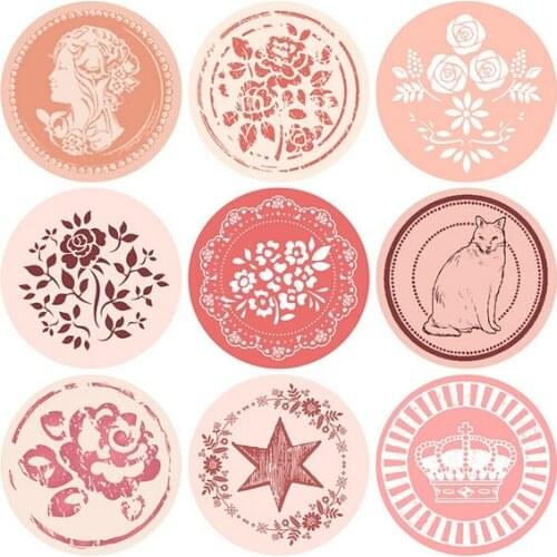 18pcs/lot New Vintage Pattern series Round design Kraft seal sticker stationery office school supplies DIY note gift Labels