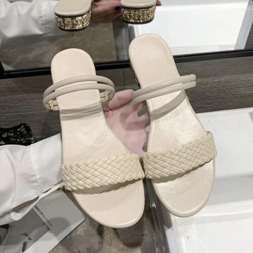 New style plus size fashion womens sandals without straps, one-line womens slippers, Korean-style one-word two-wear shoes