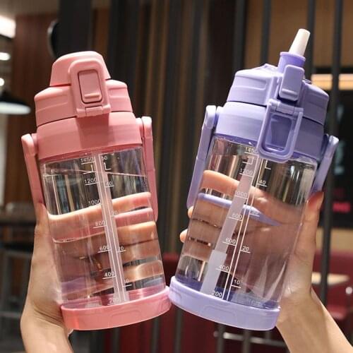 Extra-large Space Cup Straw Cup With Graduated Handle Drop Resistant Domestic Outdoor Sports Water Bottle