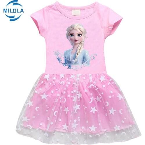 Disney Girls Princess Dress Kids Teen Cartoon Frozen Anna Elsa Print Children Vestidos Girls Tutu Summer Christmas Costume Dress