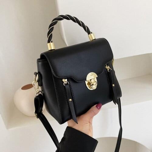 Simple Leather Tote Crossbody Bags for Women Pure Color Small Messenger Bag Ladies Black Handbags Casual Flap Shoulder Bags Sac