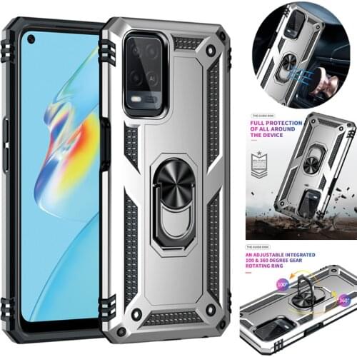 For OPPO Realme C21 A54 A74 4G A55 Case Shockproof Armor Back Cover Stand Holder Car Ring Phone Cases for A15 A35 A53 S A32 A15s