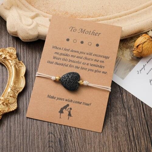 QIDIAN New Style Volcanic Stone Love Bracelet Fashion Give Mother Beads Bracelet Jewelry Wholesale