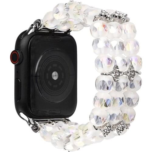 Elastic Pearl Strap for Apple Watch Band 44mm 42mm 38mm 40mm belt Bracelet Iwatch Series SE 6 5 4 3 2 1 accessories Replacement