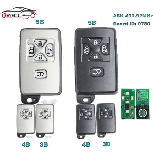 KEYECU 271451-0780 Board ID Smart Remote Key ASK 433MHz ID71 for Toyota Alphard 2006-2016