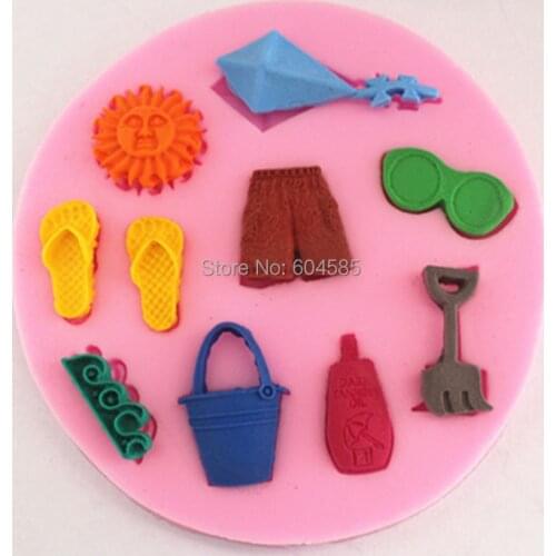 Sunshine beach swim flowers Fondant cake molds soap chocolate mould for the kitchen baking