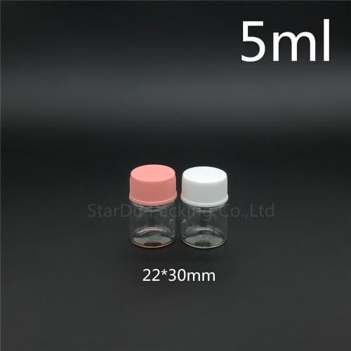 48pcs/lot diameter 22mm 5ml glass bottle Plastic cap for vinegar alcohol, carft/storage candy bottles