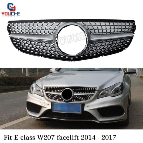 W207 Facelift Diamonds Grill Front Bumper Grille for Mercedes E Class 2-door Coupe Cabriolet 2014 - 2017 E250 E300 E350 E550
