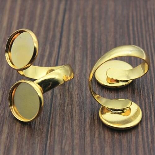 5pcs 8 Colors Fit 10/12mm Glass Cabochon Copper Material Adjustable Double-Settings Ring Setting