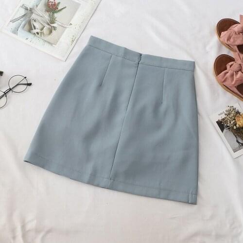 2020 Summer Skirts Women Front Split Mini Bodycon Skirt solid color sweet cute skirt Retro High Waist Short