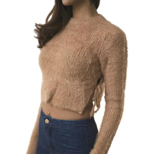 Sweater Women 2019 Round Neck Short Solid Color Long Sleeve New Pullover Mohair Hot Sell Winter Clothes Women Vestidos MMY76179