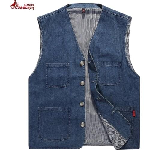 New Mens Suit Vests Denim Blue Waistcoat Vest Man Multi-pocket Groomsmen Business Casual Suit Vest Male gilet wedding clothing
