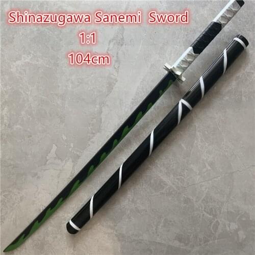 1:1 Demon Slayer Kimetsu no Yaiba Sword Weapon Cosplay Shinazugawa Sanemi Green Sowrd Ninja Knife Prop Model Toy 104cm