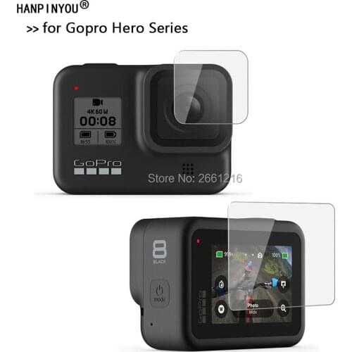 1 Set For Gopro Hero 5 6 7 Black / 8 Black / 7 White Silver 9H 2.5D Camera Lens + LCD Screen Protector Tempered Glass Film