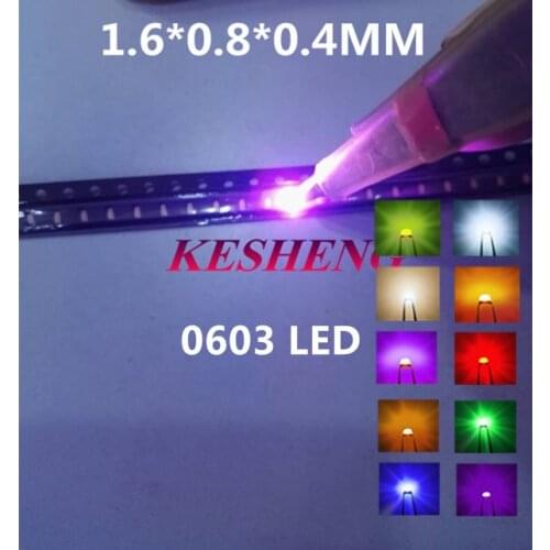 100pcs SMD 0603 LED DIY Kit Super Bright Red/Green/Blue/Yellow/White/Warm White/Pink/UV/Orange/ Water Clear LED Light Diode Set
