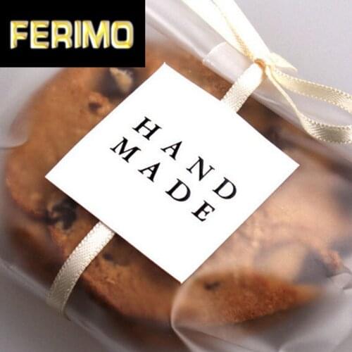 108pcs Black and White Hand Made Seal Sticker Label Kraft Paper Sealing Sticker DIY Gifts Posted Baking Decoration Label 3x3cm