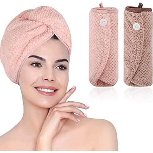 Hair Drying Towels 2PCS Hair Towel Wrap Microfiber Hair Turban Towel Super Absorbent Hair Cap Head Wrap Towels