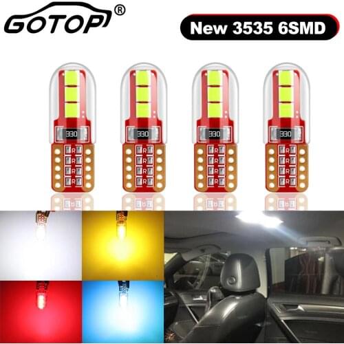 4pcs T10 Led Bulb W5W 194 168 6SMD 3535 Chips Led Parking Bulb Auto Wedge Clearance Lamp 6000K Super Brighter Auto Led Interior