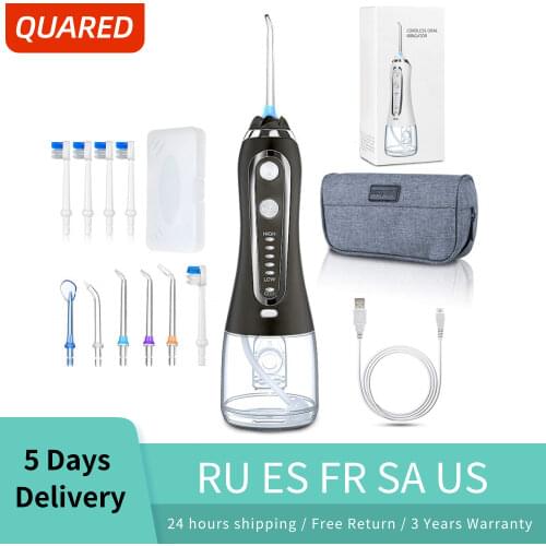 5 Modes Portable 300ml Oral Irrigator USB Rechargeable Dental Water Flosser Jet Waterproof Irrigator Dental Teeth Cleaner+5 Tips