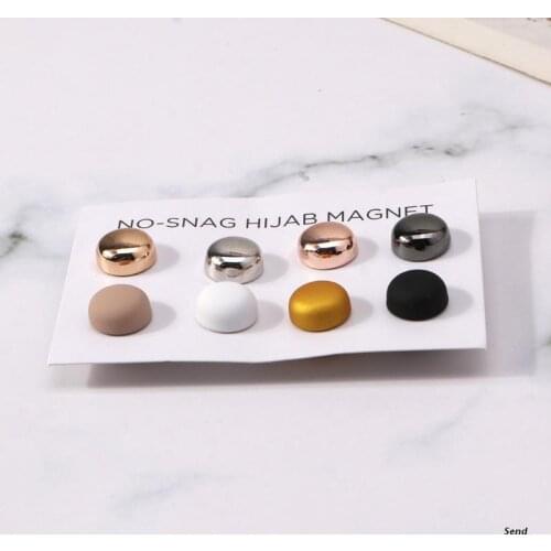 8PCs Muslim Women Silk Scarf Buckle 12mm Collar Clip Headwear Accessories
