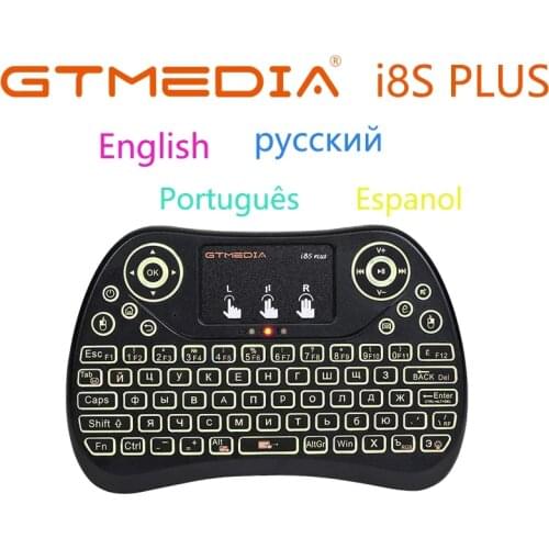 GTMEDIA i8S PLUS Backlit 2.4G Wireless Keyboard Air Mouse English Russian Spanish Portuguese Touchpad Handheld For TV BOX