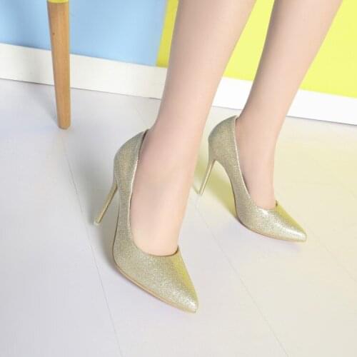 Big Size 11 12 13 14 15 ladies high heels women shoes woman pumps High-heeled single shoes with pointed shallow sequins