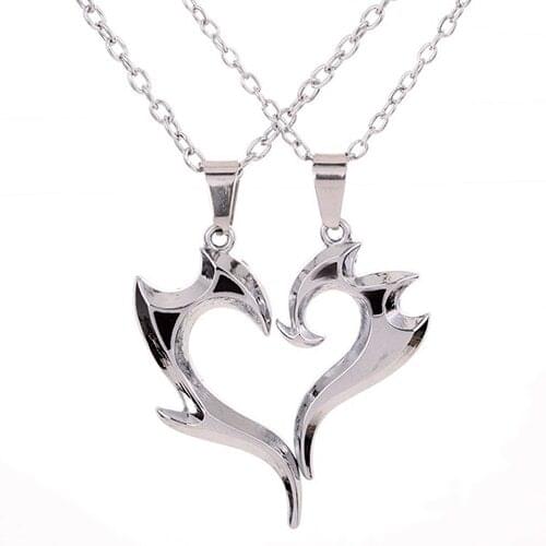 Fashion Heart Magic Wand Pendant Necklace Couples Broken Heart Puzzle Chain Necklaces for Lovers Jewelry Xmas Gift Wholesale