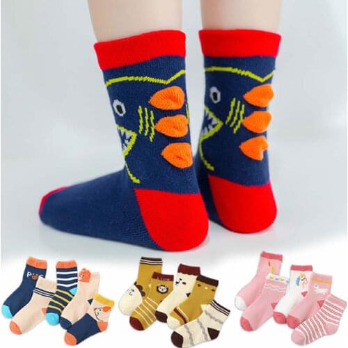 Cotton socks for kids boy girl cartoon car dinosaur print soft toddler baby socks for gifts children ankle sock