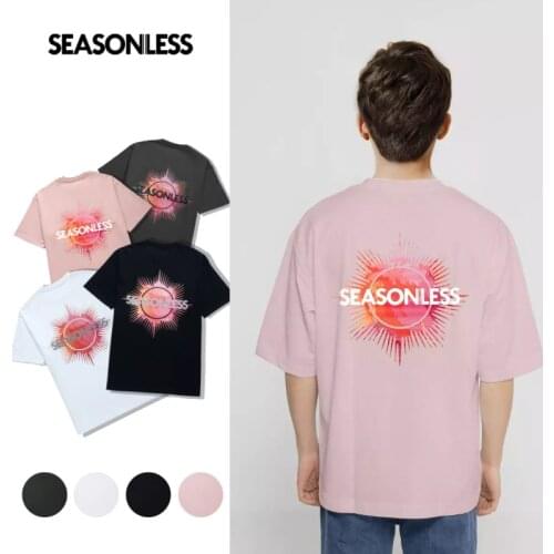 SEASONLESS 2021 New Oversized Print T Shirt Men 100% Cotton Heavy Crew Neck T-shirt Sun Ins Fashion Hip Pop Streetwear Comfort