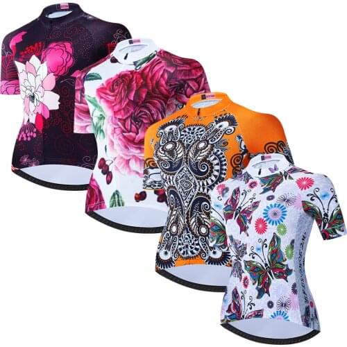 Cycling Jersey Women Bike Top Shirt Summer Short Sleeve MTB Bike Clothing Ropa Maillot Ciclismo Racing Bicycle Clothes Flower