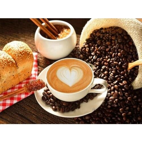 Coffee Diamond Embroidery Kitchen Wall Decor Rubiks Cube Square Diamond Painting Crystal Mosaic Picture of Rhinestone TY267