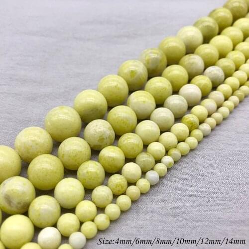 Natural Stone Yolk Stone Round Loose Charm BeadsFitMulti-purpose Jewelry Making 4 6 8 10 12 14MMPick Size J335