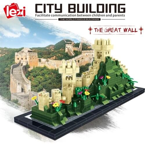 Lezi LZ8013 World Famous Architecture Model Set The Great Wall Micro Mini Blocks The First Military Project In Ancient China Toy
