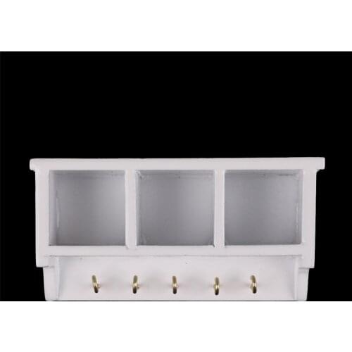 White 1:12 Dollhouse Miniature Kitchen Wood Wall Rack Shelf With Hook Room Decor