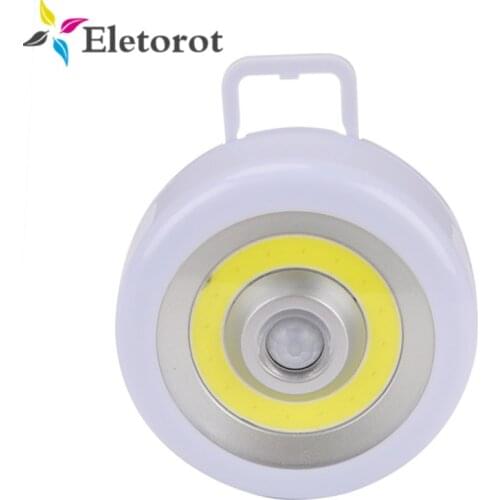 2 in 1 LED Wardrobe Light Motion Sensor Night Lamp Magnet Hook PIR Infrared Sensor 3*AA COB Camping Hiking Garage Closet Light