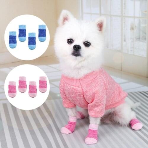 Soft 4Pcs Non-slip Puppy Medium Large Dogs Warm Paw Socks Casual Pet Socks Wearable Pet Supplies