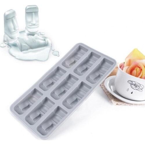 2021 new drop shipping Ice Tray Easy to Clean Safe Light Grey Easter Island Stone Statue Ice Mold for Jelly